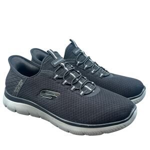 Skechers Slip-Ins Wide Fit Men 9.5 Black Gray Walking Shoes Memory Foam Comfort